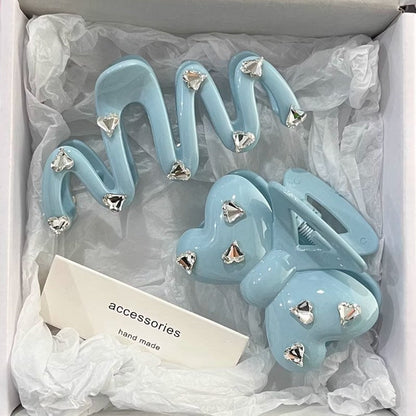 Love Rhinestone Candy Color Hair Claws