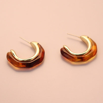 Simple Geometric Resin Open Hoop Earrings
