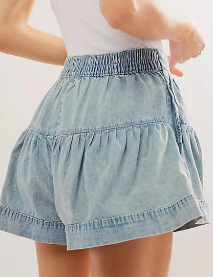 Sweet Solid Color Demin Shorts