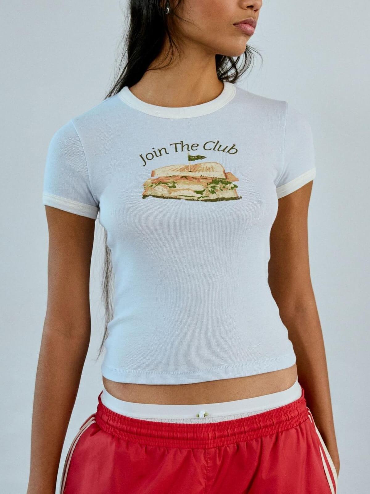 Color Block Print Ribbed Slim Tops