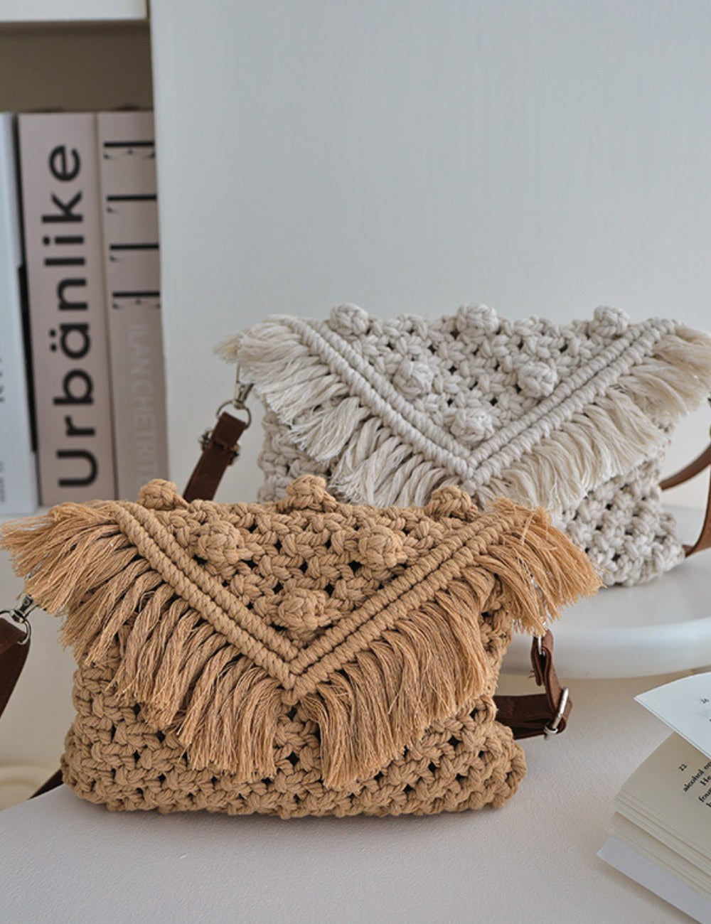 Tassel Woven Beach Knit Shoulder Bag