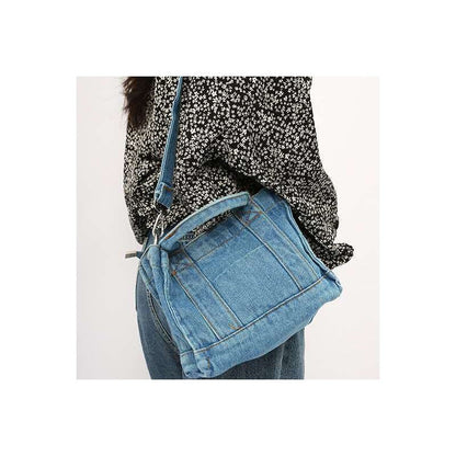 Detachable-Strap Denim Crossbody Bag