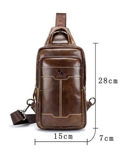 Solid Zipper Leather Casual Crossbody Bag