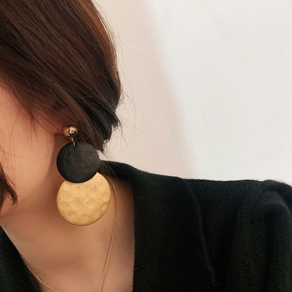 Color Block Wooden Geometric Drop Earrings