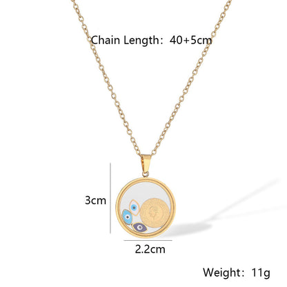 Gold Plated Evil Eye Round Charm Necklace
