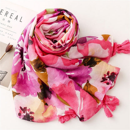 Colorful Cotton Linen Vacation Beach Scarf