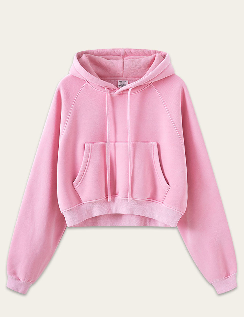 Simple Long Sleeve Drawstring Cropped Hoodie