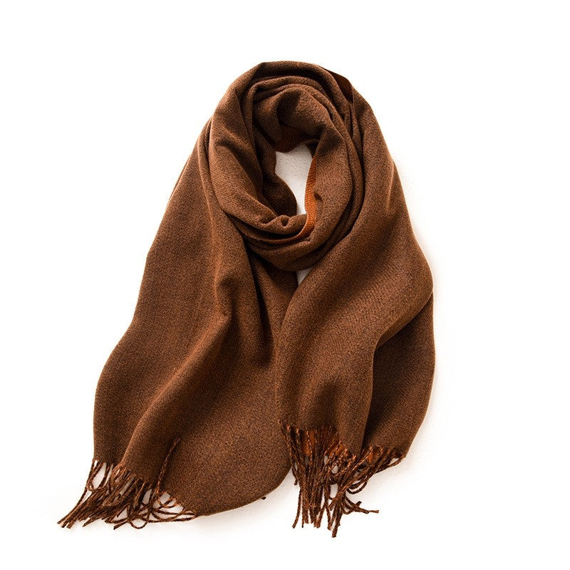 Solid Color Double-Side Imitation Cashmere Winter Warm Shawl Scarf