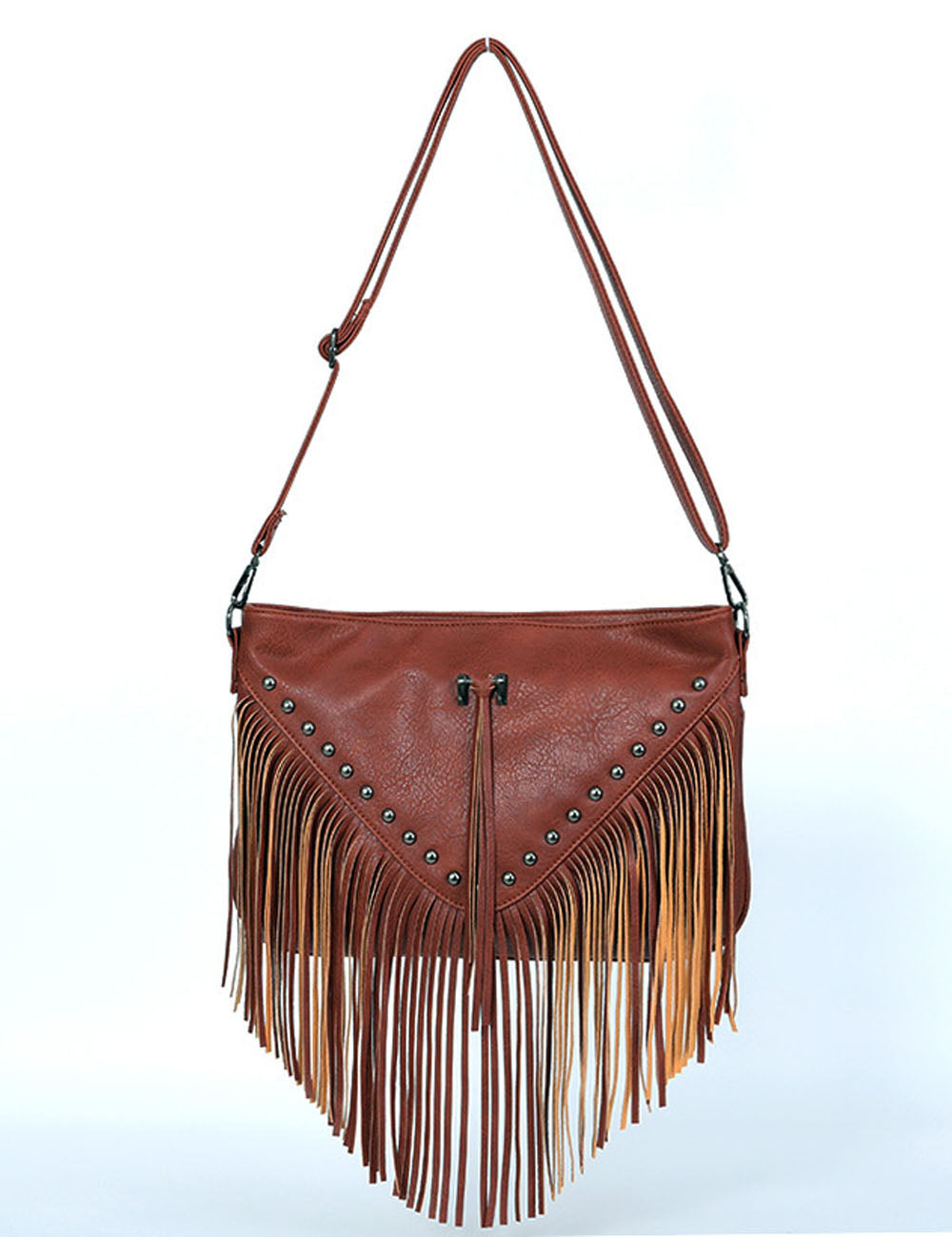 Simple Studded Tassel Shoulder Bag