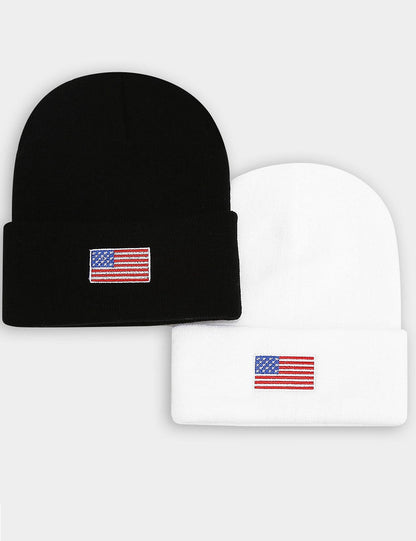 USA Flag Pattern Slouchy Beanie Knit Hat