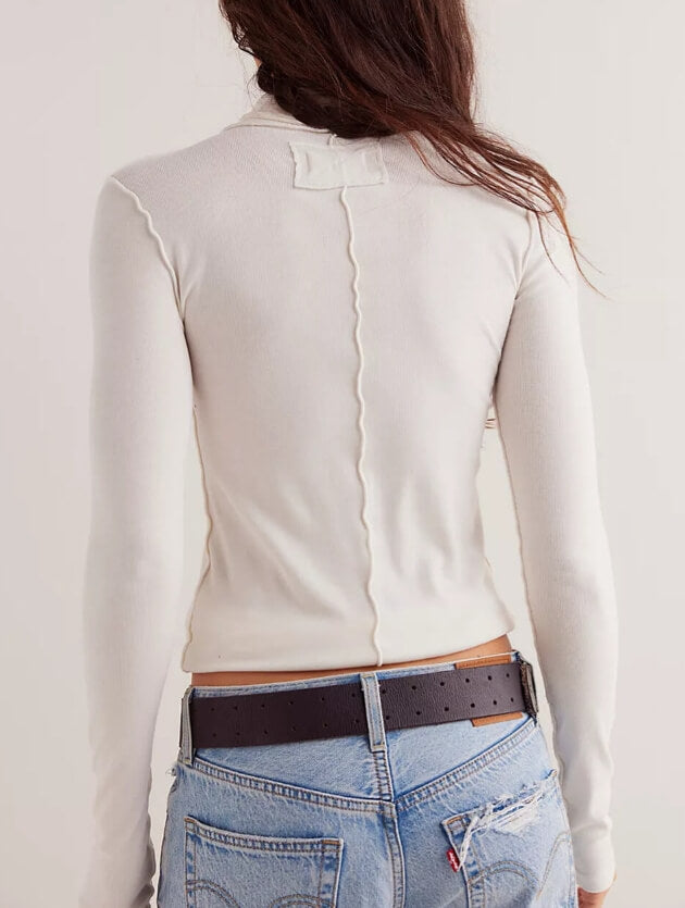 Solid Color Turtleneck Slim Basic Top