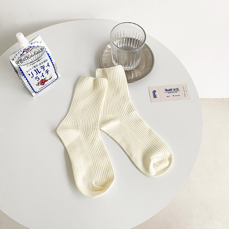 Cute Cotton Solid Color Crew Socks