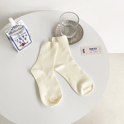 Cute Cotton Solid Color Crew Socks