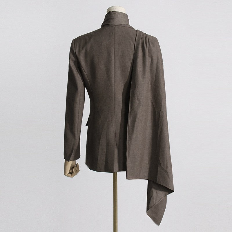 Solid Color Long Sleeve Lapel Hollow Blazer Outerwear
