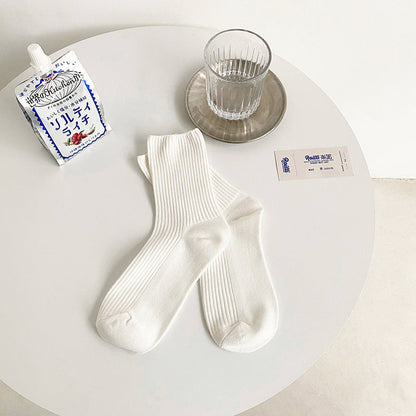 Cute Cotton Solid Color Crew Socks