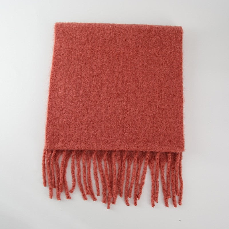 Solid Color Tassel Soft Wool Scarf