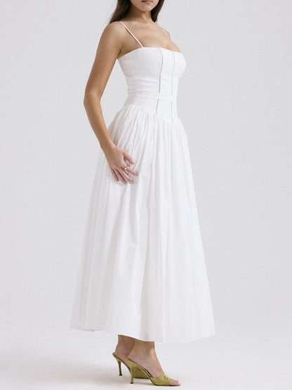 Floral Print Slim Maxi Spaghetti Dress