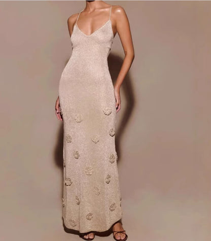 Elegant Knit Floral Sparkle Cami Dress