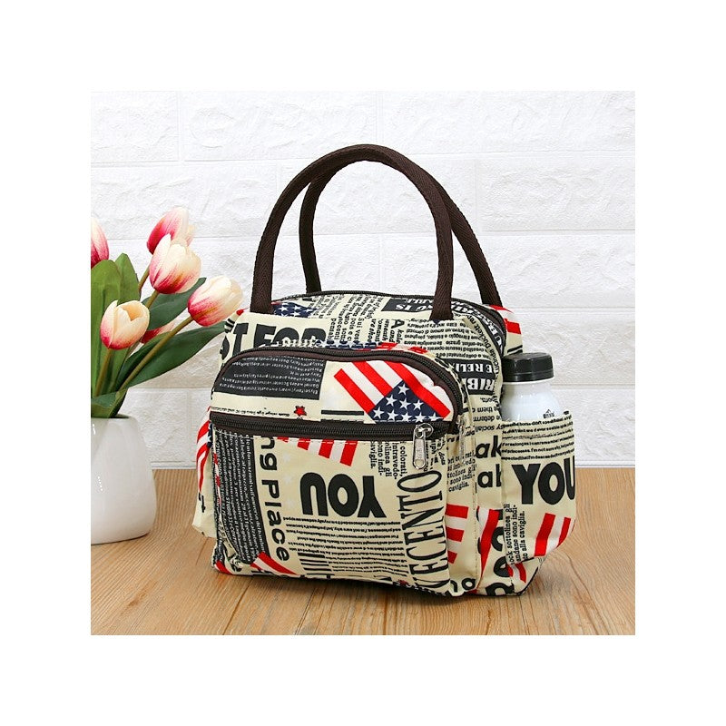 Dotted Letter Kitten Print Lunch Bag Lunchbox Bag