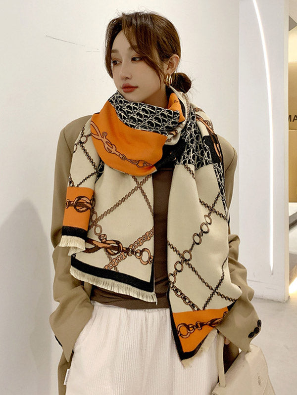 Imitation Cashmere Printed Double-Side Shawl Scarf