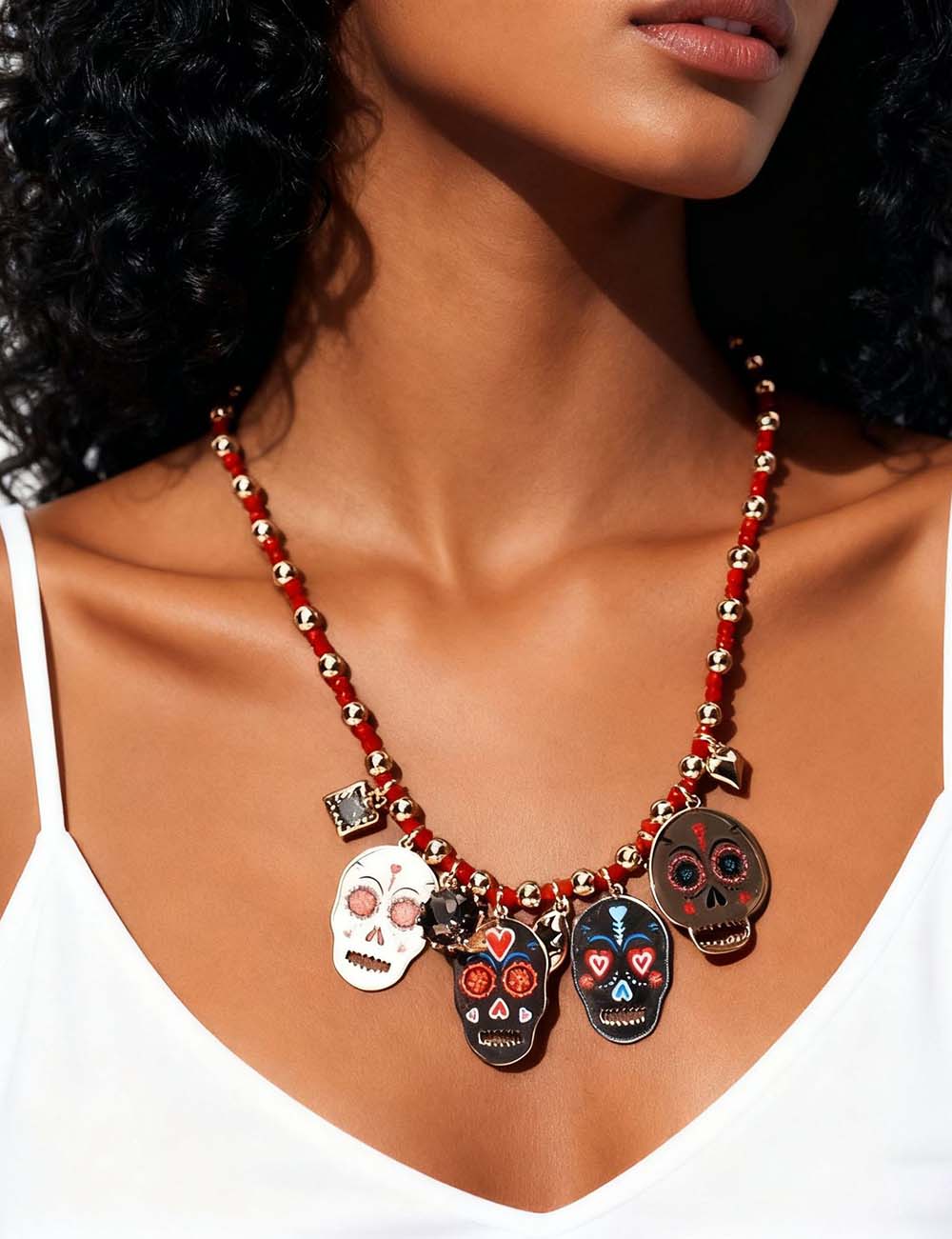 Halloween Layered Metal Ghost Pendant Necklace