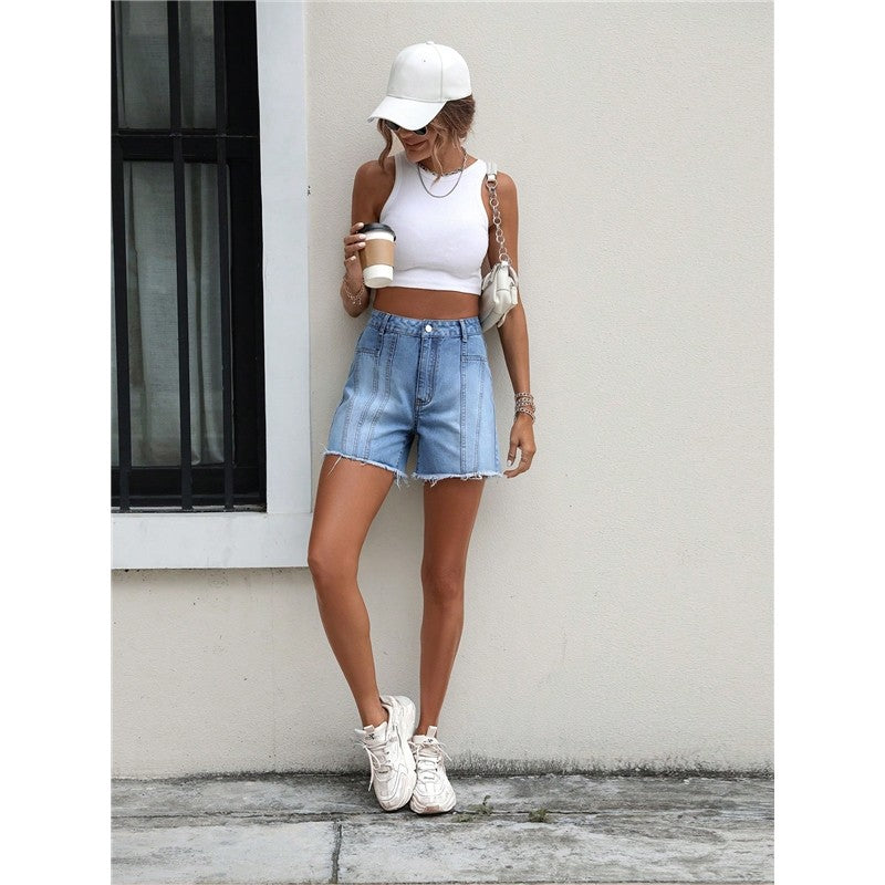 Loose, Slim, Simple And Versatile Straight Denim Shorts