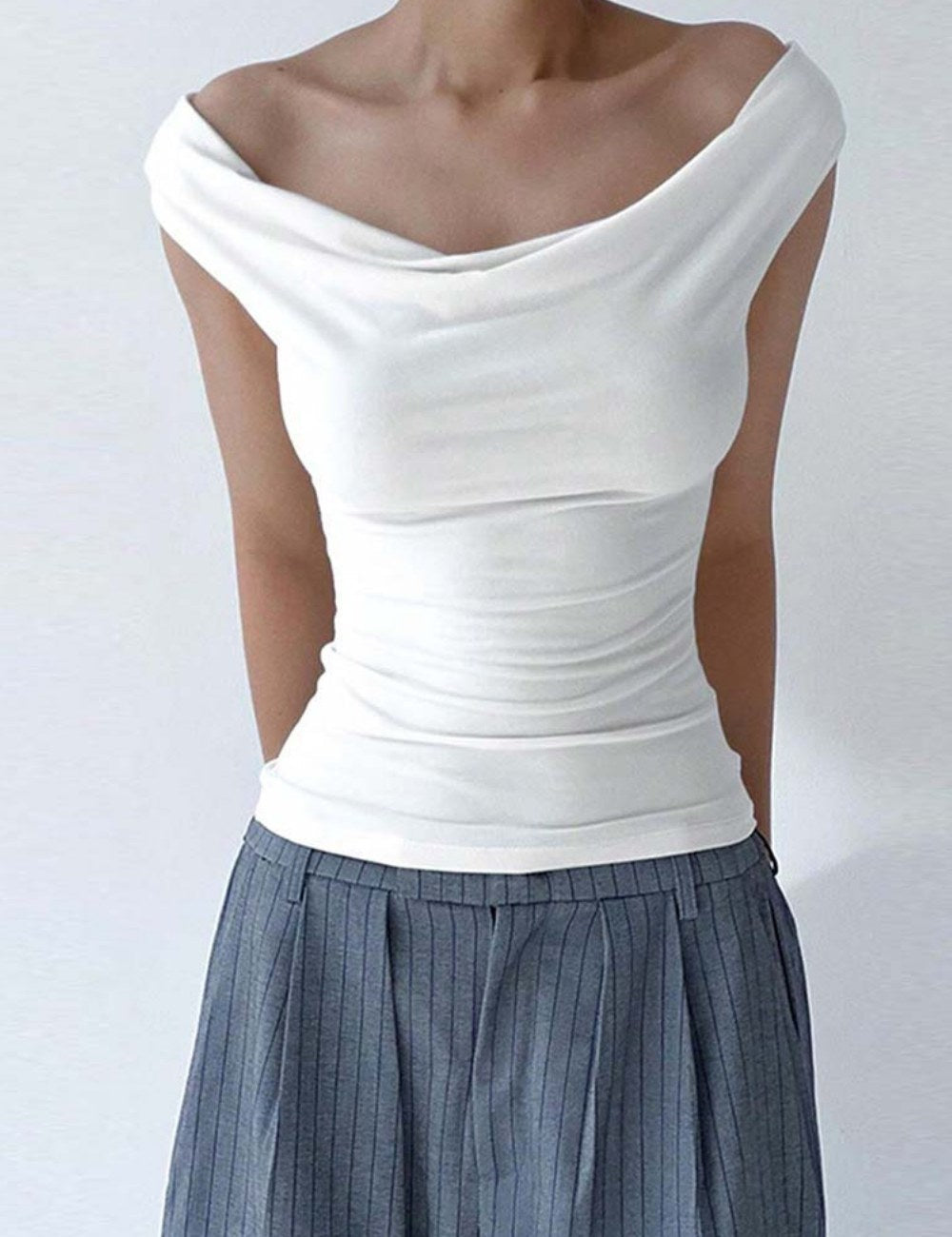 Off Shoulder Backless Slim Top