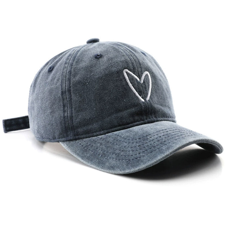 Retro Distressed Embroidered Heart Baseball Cap