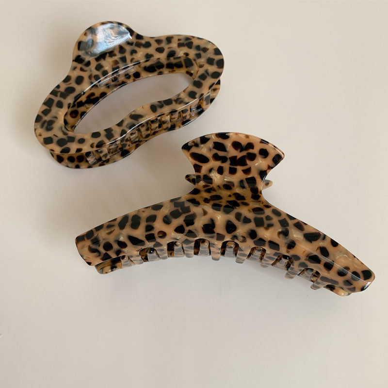 Leopard Print Hollow Geometric Acetate Hair Claw