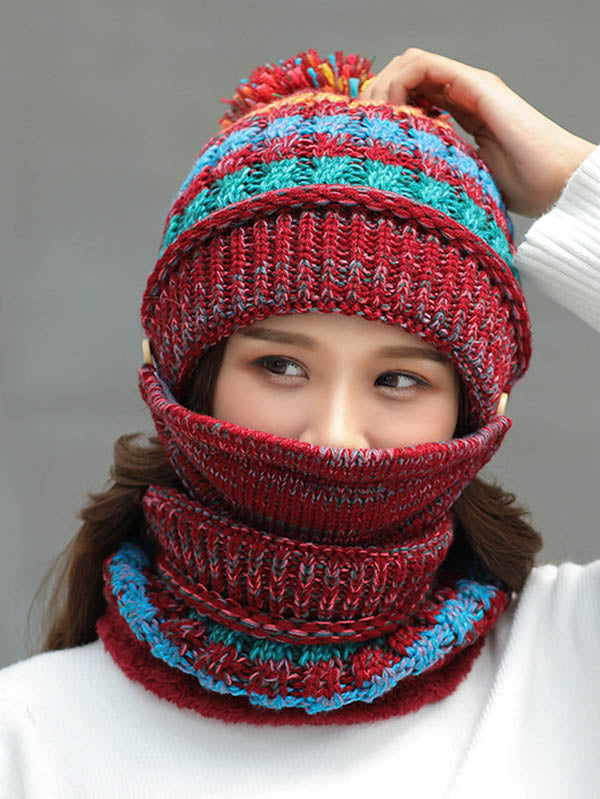 Original Three Pieces Knitting Hat+Mask+Scarf