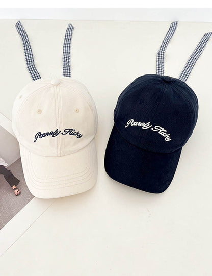 Vintage Embroidered Letter Bow-Tie Baseball Cap