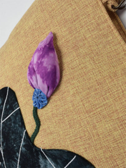 Retro Embroidered Zipper Tote Bag