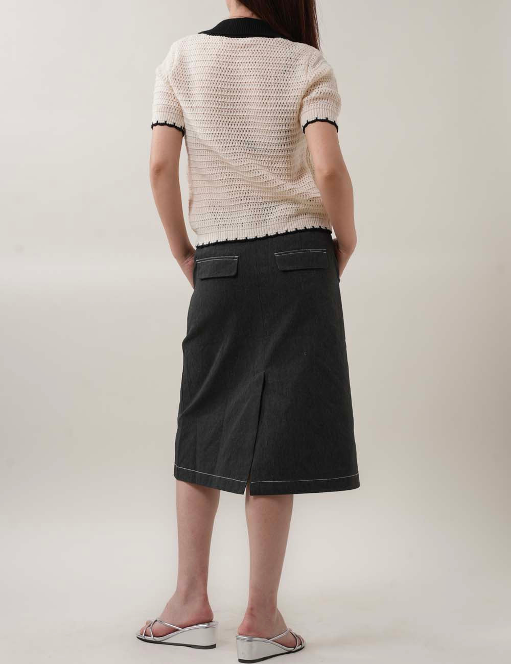 Color Block Bow Front Short Sleeves Knit Top