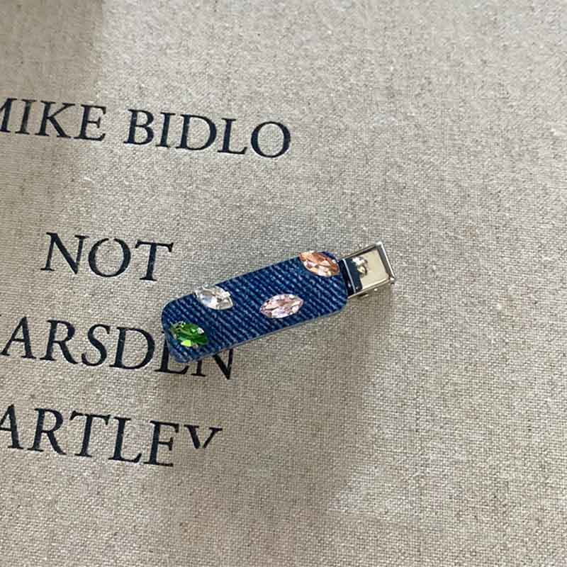 Cute Colorful Rhinestone Denim Style Hair Claw