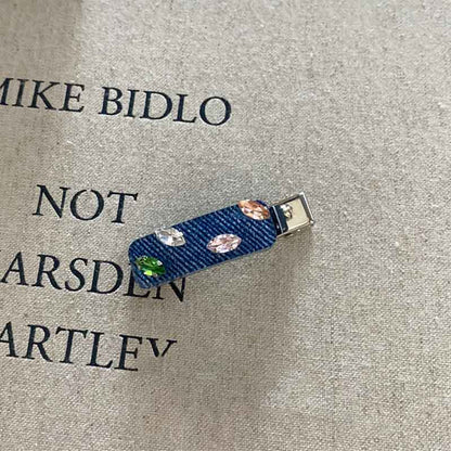 Cute Colorful Rhinestone Denim Style Hair Claw