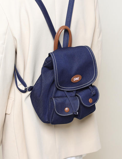 Cute Solid Color Denim Mini Backpack