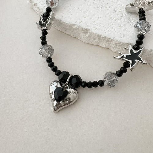 Color Block Love Crystal Beads Bag Charm