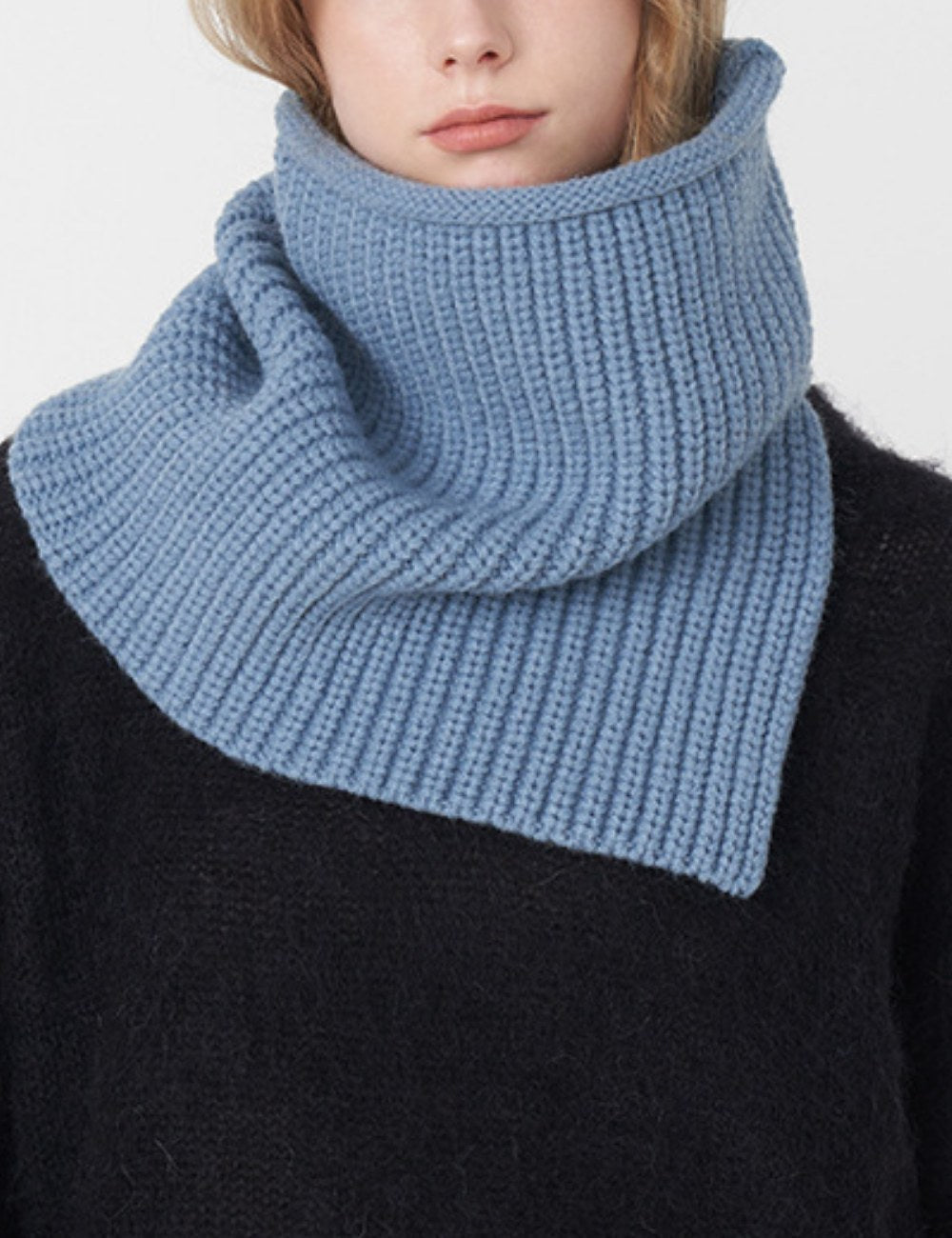 Solid Color High Collar Split Knit Scarve