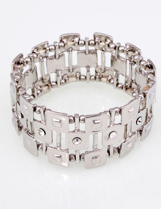 Retro Geometric Rhinestone Stretch Bracelet