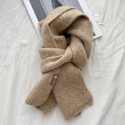 Solid Color Knitted Woolen Scarf