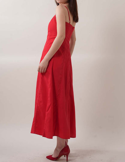 Slim Solid Color Spaghetti Midi Dresses
