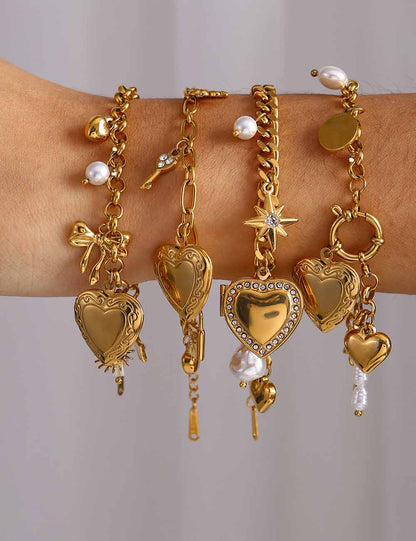 Minimalist Heart Pendants Tassel Chain Bracelet