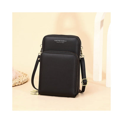 PU Leather Solid Color Large Capacity Multifunctional Purse One   Shoulder Crossbody Cell Phone Bag
