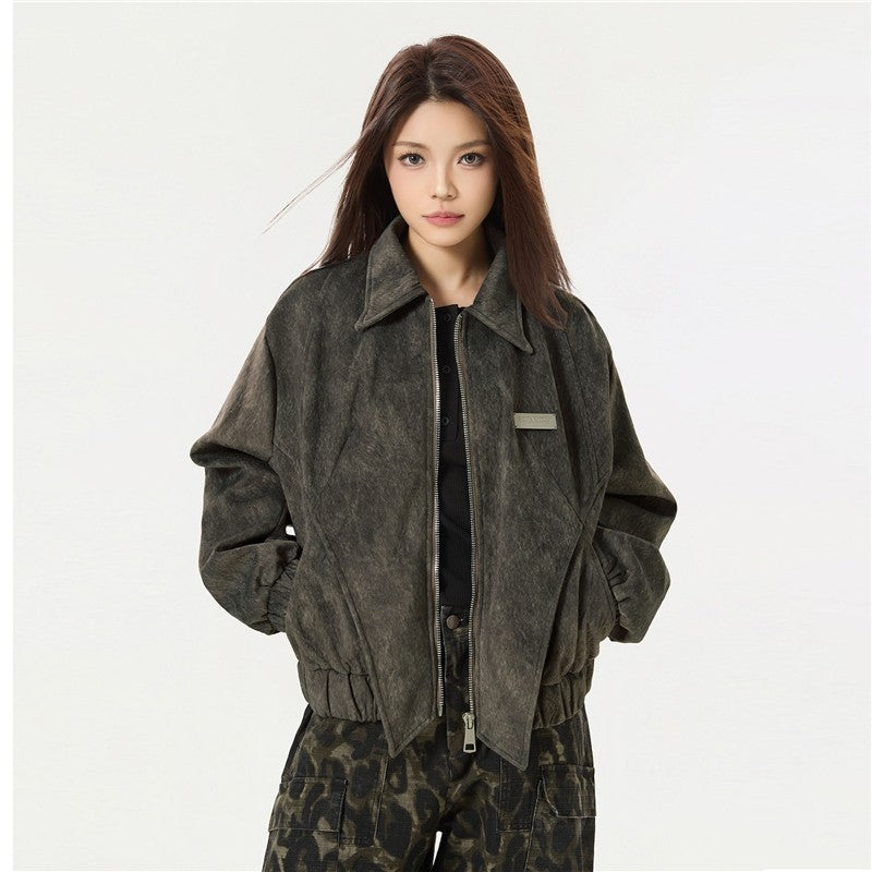 Vintage Style Suede Leather Jacket