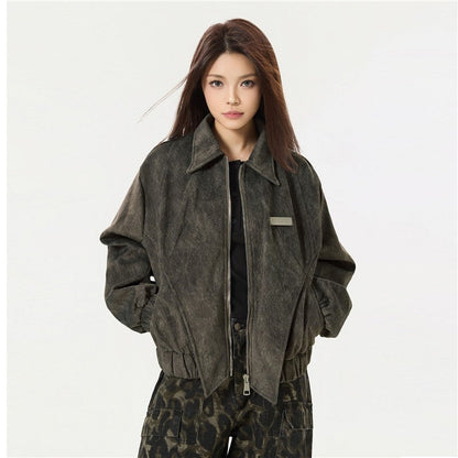 Vintage Style Suede Leather Jacket