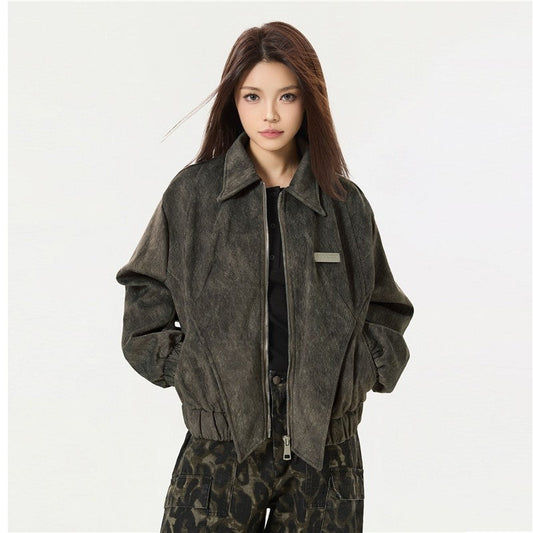 Vintage Style Suede Leather Jacket