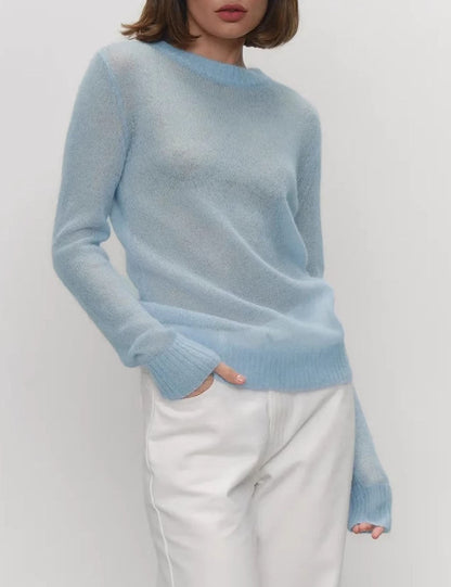 Minimalist Round Neck Long Sleeve Knit Top