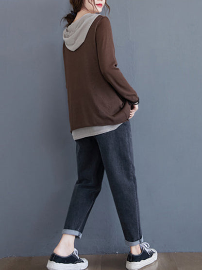 Original False Two Knitting T-Shirt Thin Sweater