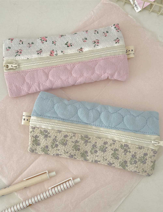 Elegant Flower Print Portable Pencil Case