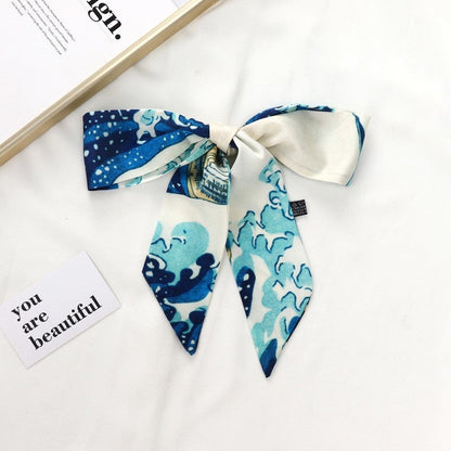 Vintage Elegant Oil Painting Long Silk Scarf